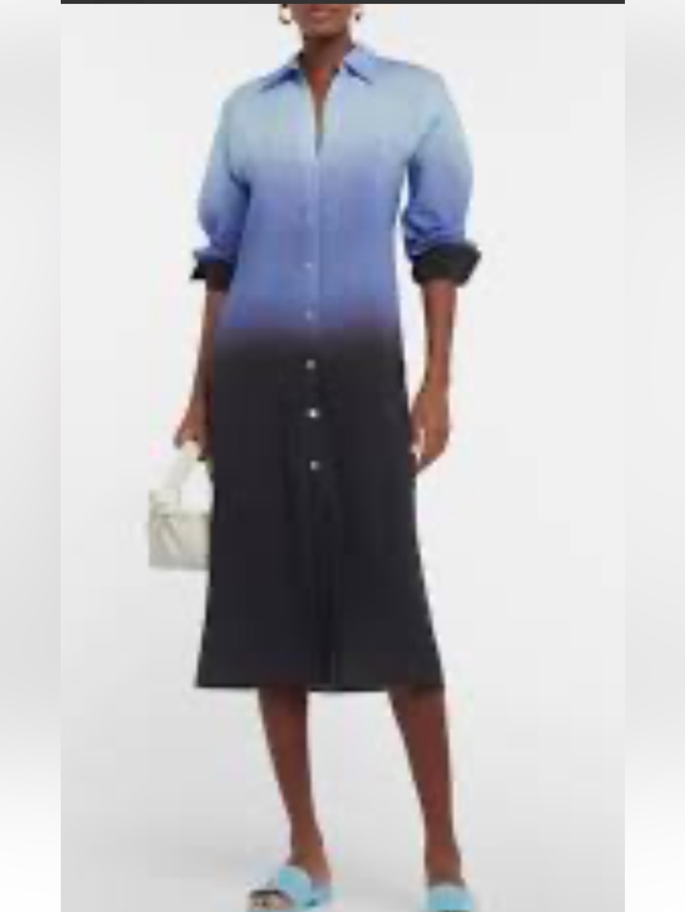 Vince Ombre Blue to Black Maxi Shirt Dress Size XXS - Picture 2 of 11